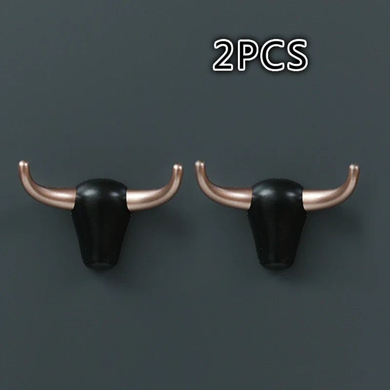 Bull Head Wall Hook Clothes Coat Hat Hanging Racks Kitchen ABS Key Hanging Hook Hanger Decorative