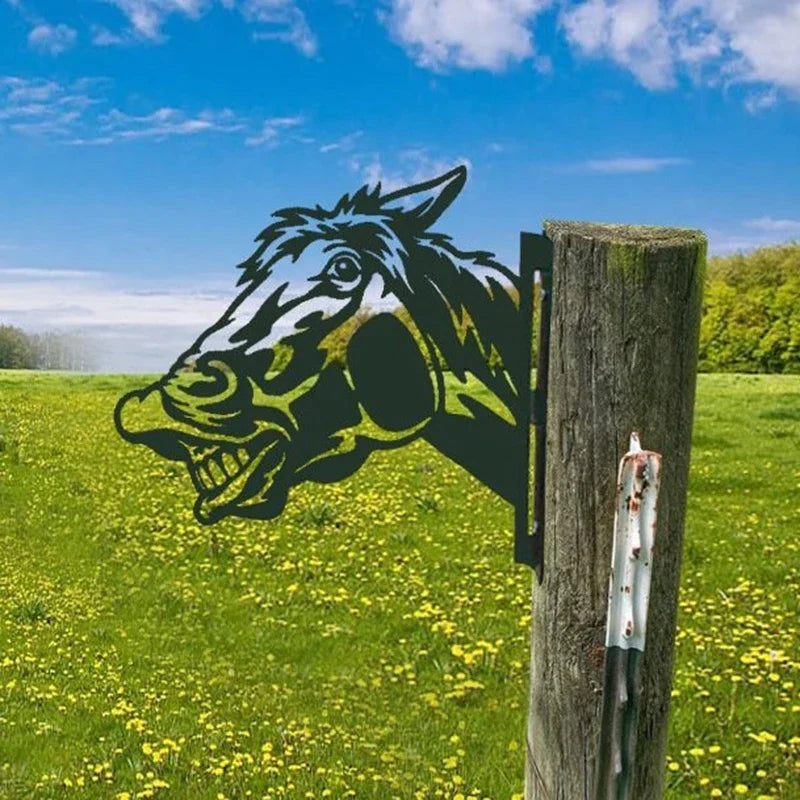 Garden Fence Decoration Home Decor Metal Peeping Cow Backyard Hang Artwork Animal Theme Funny Welcome Sign for Home Park